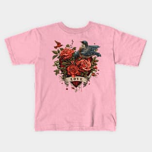 Love Takes Flight: Soar Through Blooms This Valentine's Day Kids T-Shirt